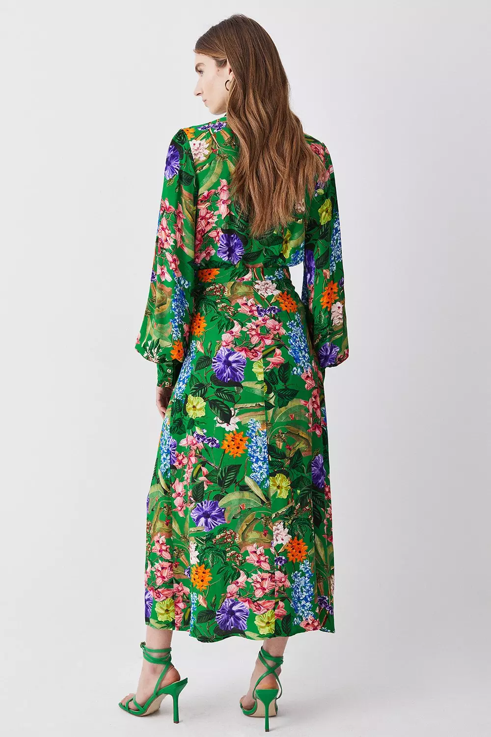 Spring Floral Buttoned Midi Skirt | Karen Millen